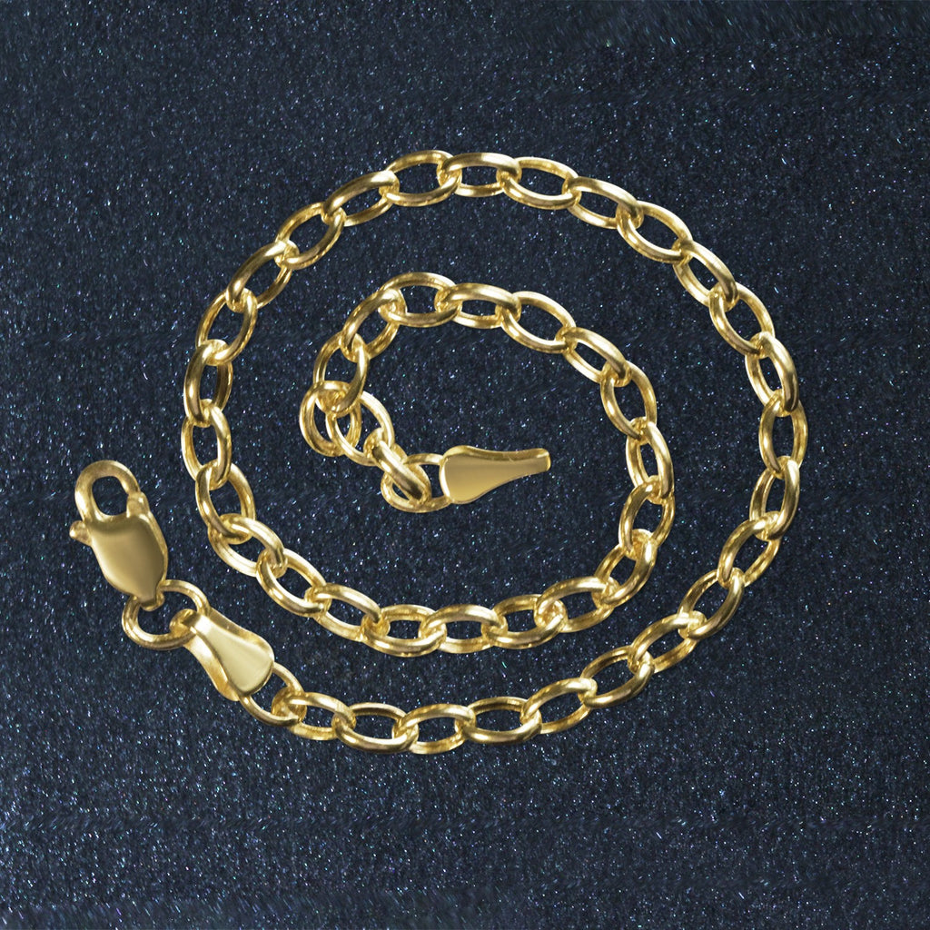 14k yellow gold oval rolo bracelet featuring a modern chain design, perfect for elegant layering or solo wear.