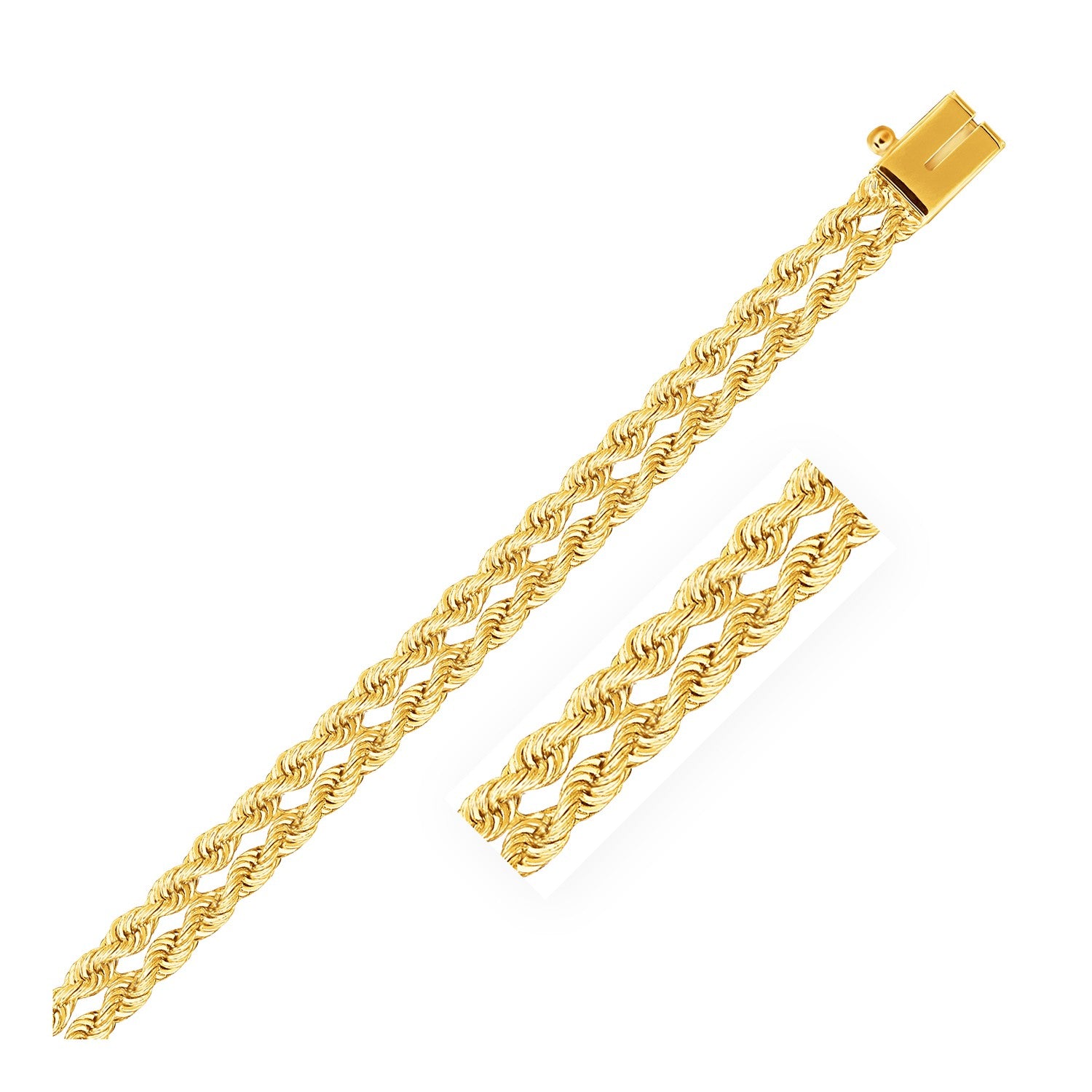 14k yellow gold dual row rope bracelet, elegantly crafted for a luxurious finish, perfect for any sophisticated occasion.
