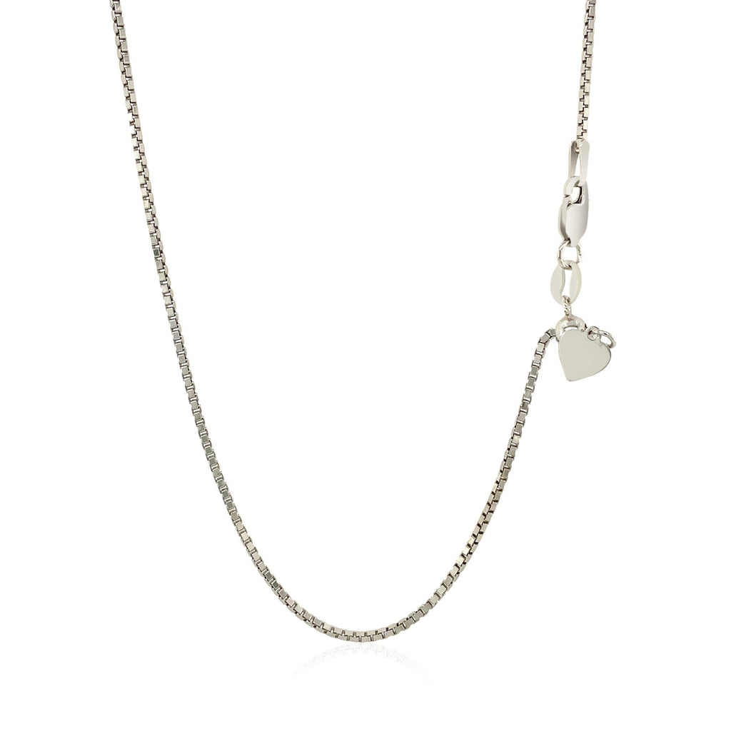 Sterling silver 1.4mm adjustable box chain featuring a modern dangle design, perfect for layering with luxury pendants.