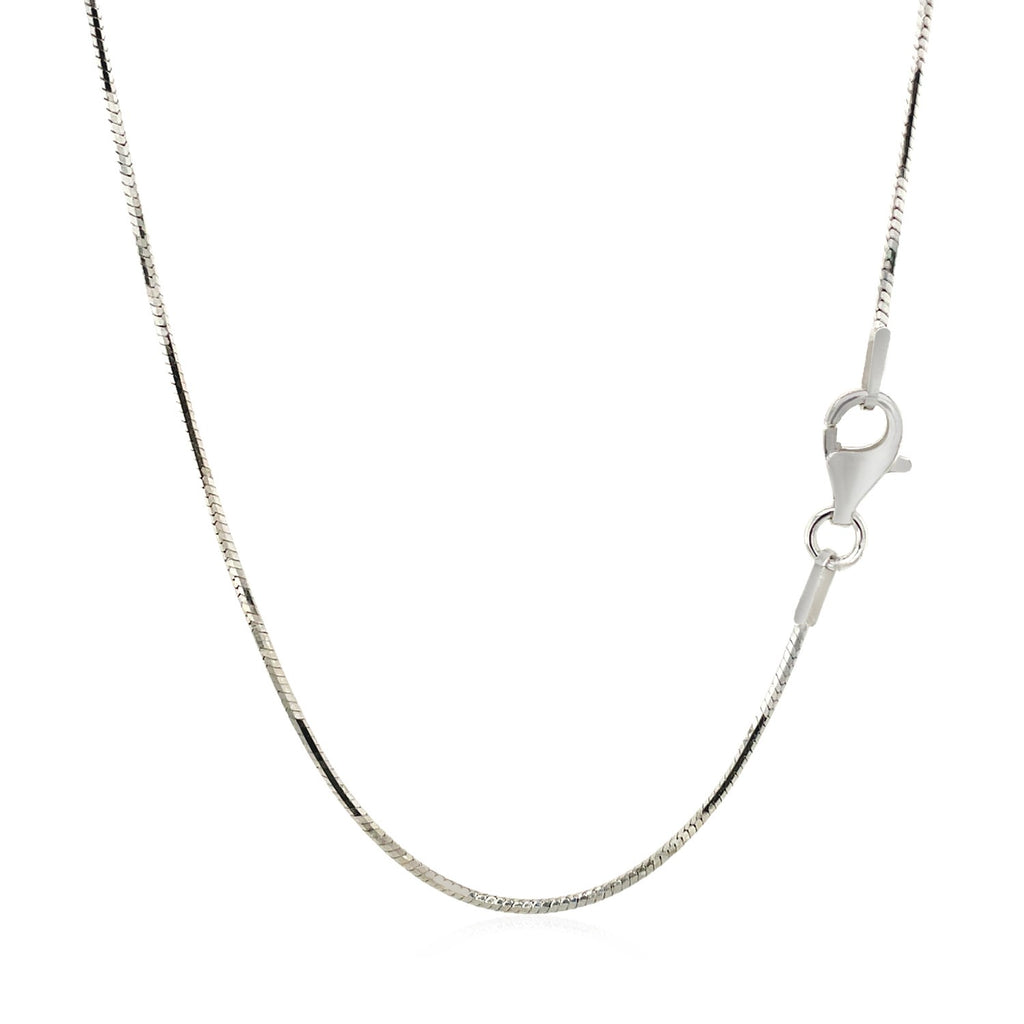 Sterling silver rhodium plated octagonal snake chain, modern design, 1.10 mm width, perfect for layering or standalone ele...