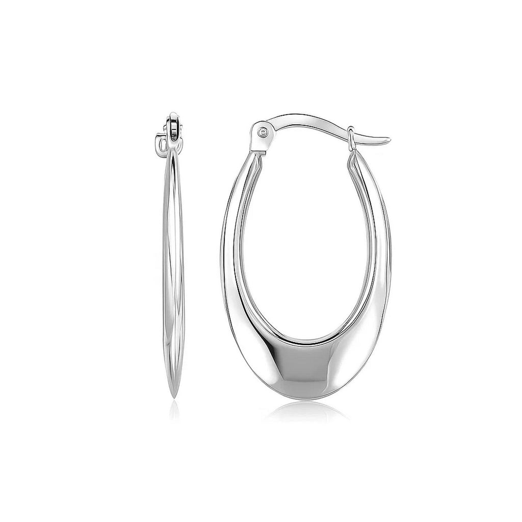 14k white gold polished graduated oval hoop earrings, embodying modern elegance and timeless luxury.