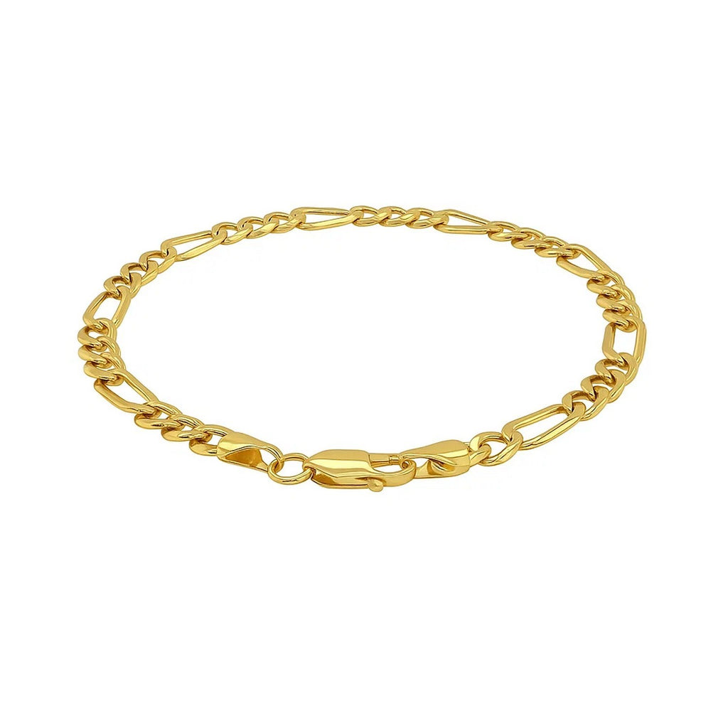 14k yellow gold Lite Figaro bracelet featuring modern stud and link design, showcasing elegance and luxury craftsmanship.