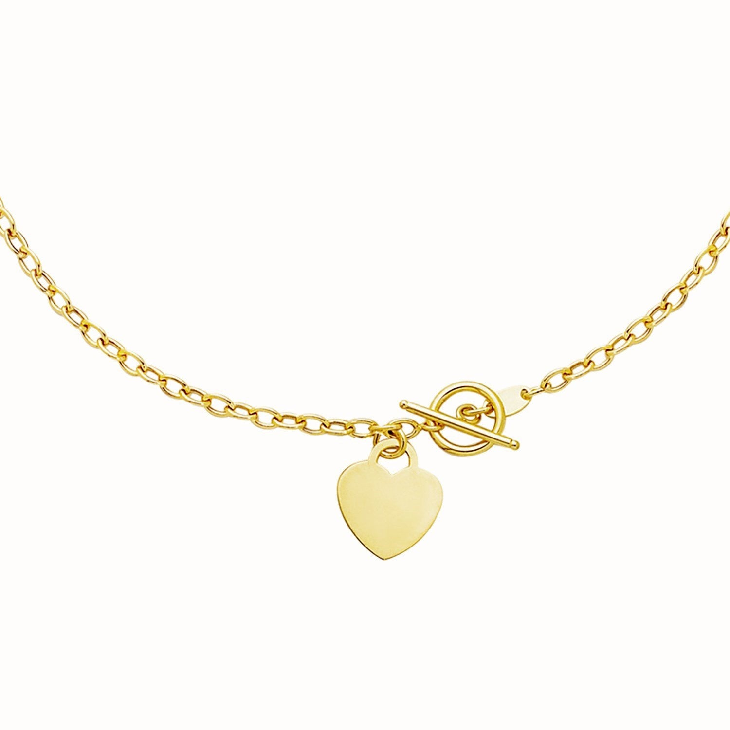 14k yellow gold toggle bracelet featuring a modern heart charm and elegant chain design for a luxurious touch.