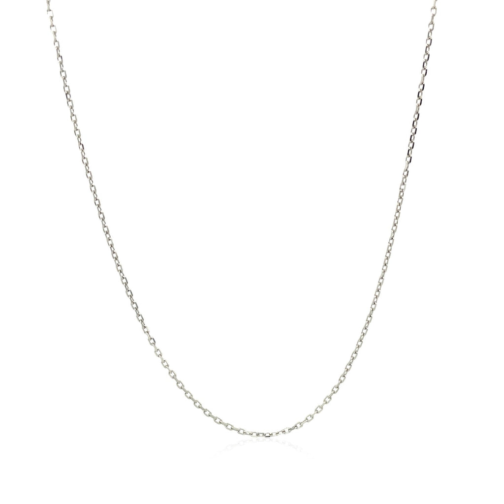 Sterling silver rhodium plated cable chain with modern link design, perfect for layering or as a statement piece.