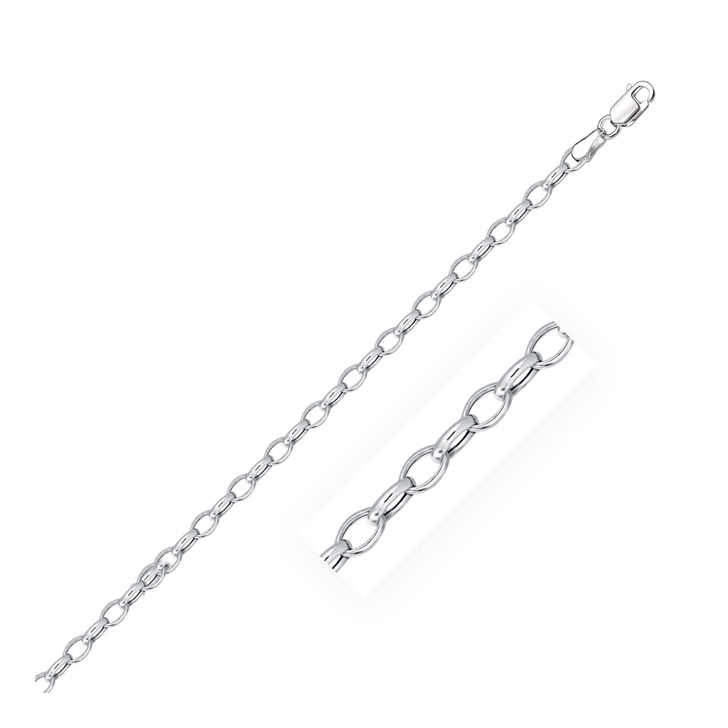 14k white gold oval rolo bracelet featuring modern link design, perfect for elegant layering or standalone wear.