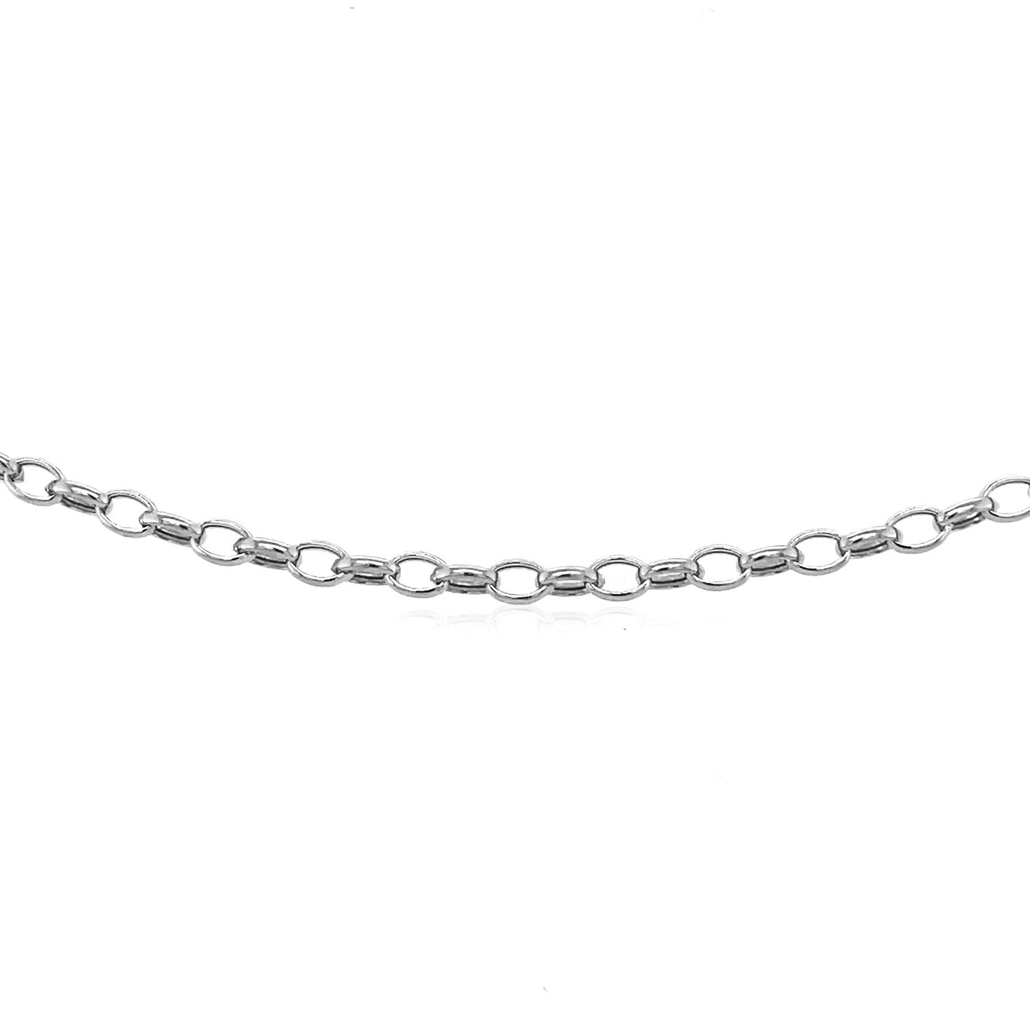 14k white gold oval rolo bracelet featuring modern link design, showcasing elegance and luxury in every detail.