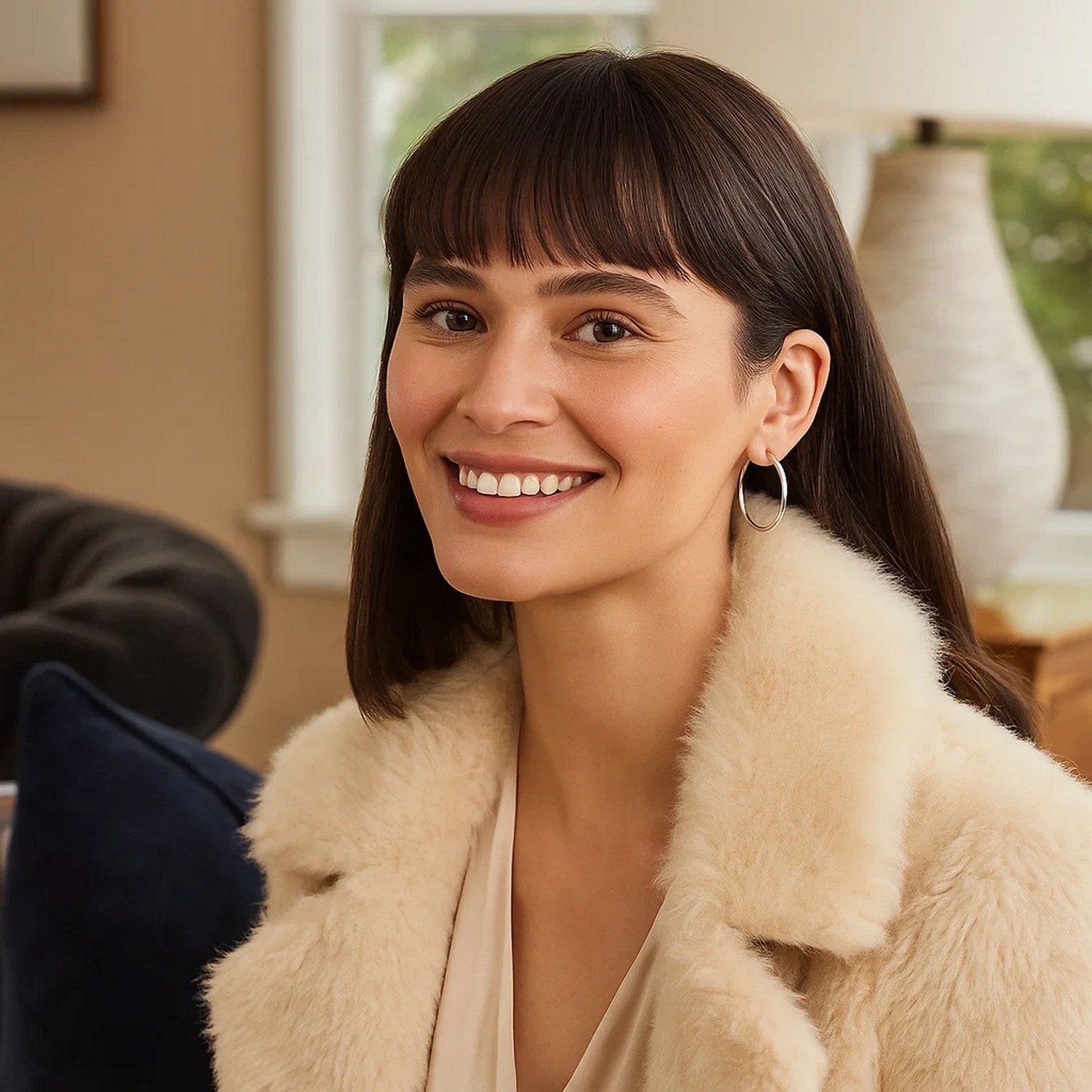 Polished 14k white gold hoop earrings showcasing a modern design and elegant shine, perfect for any occasion.