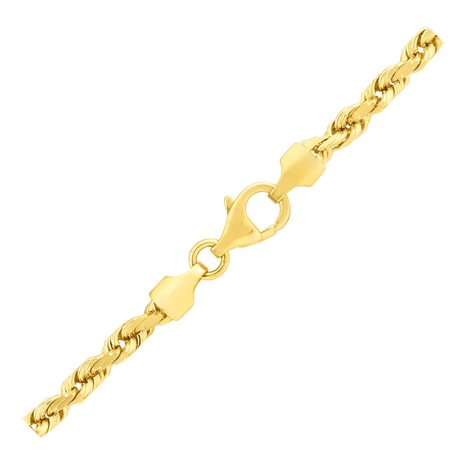 14k yellow gold diamond cut rope bracelet, elegant 4.00 mm design, showcasing luxury craftsmanship and timeless style.
