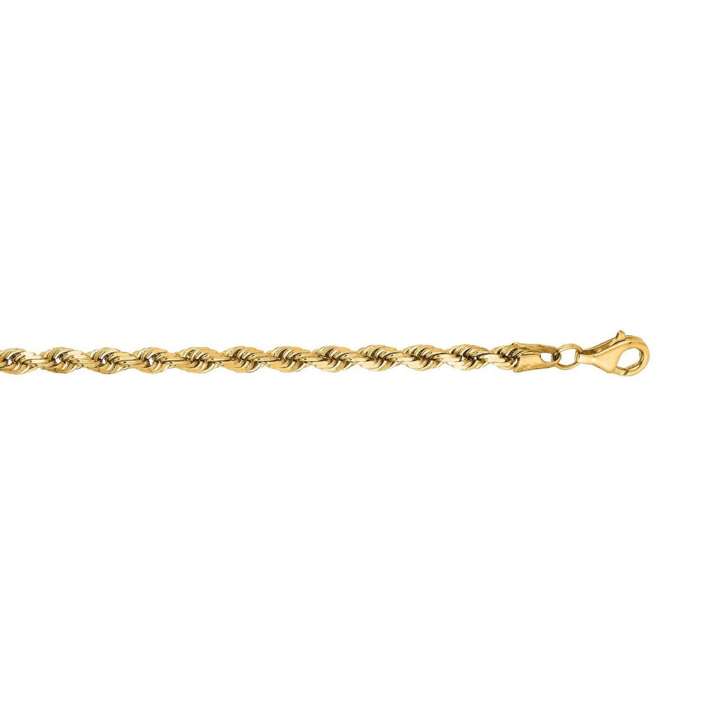 14k yellow gold diamond cut rope bracelet, 4.00 mm, showcasing elegant luxury and intricate craftsmanship.