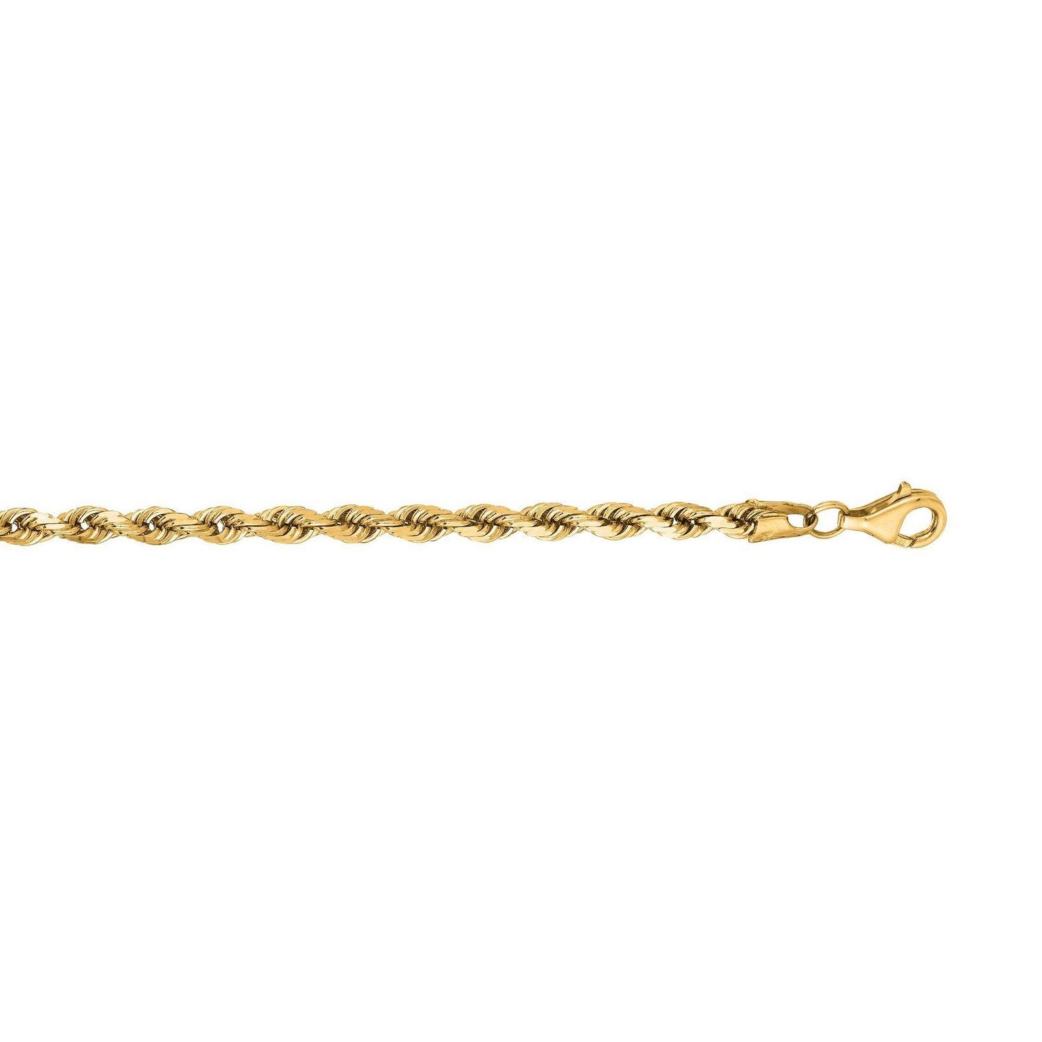 14k yellow gold diamond cut rope bracelet, 4.00 mm, showcasing elegant luxury and intricate craftsmanship.