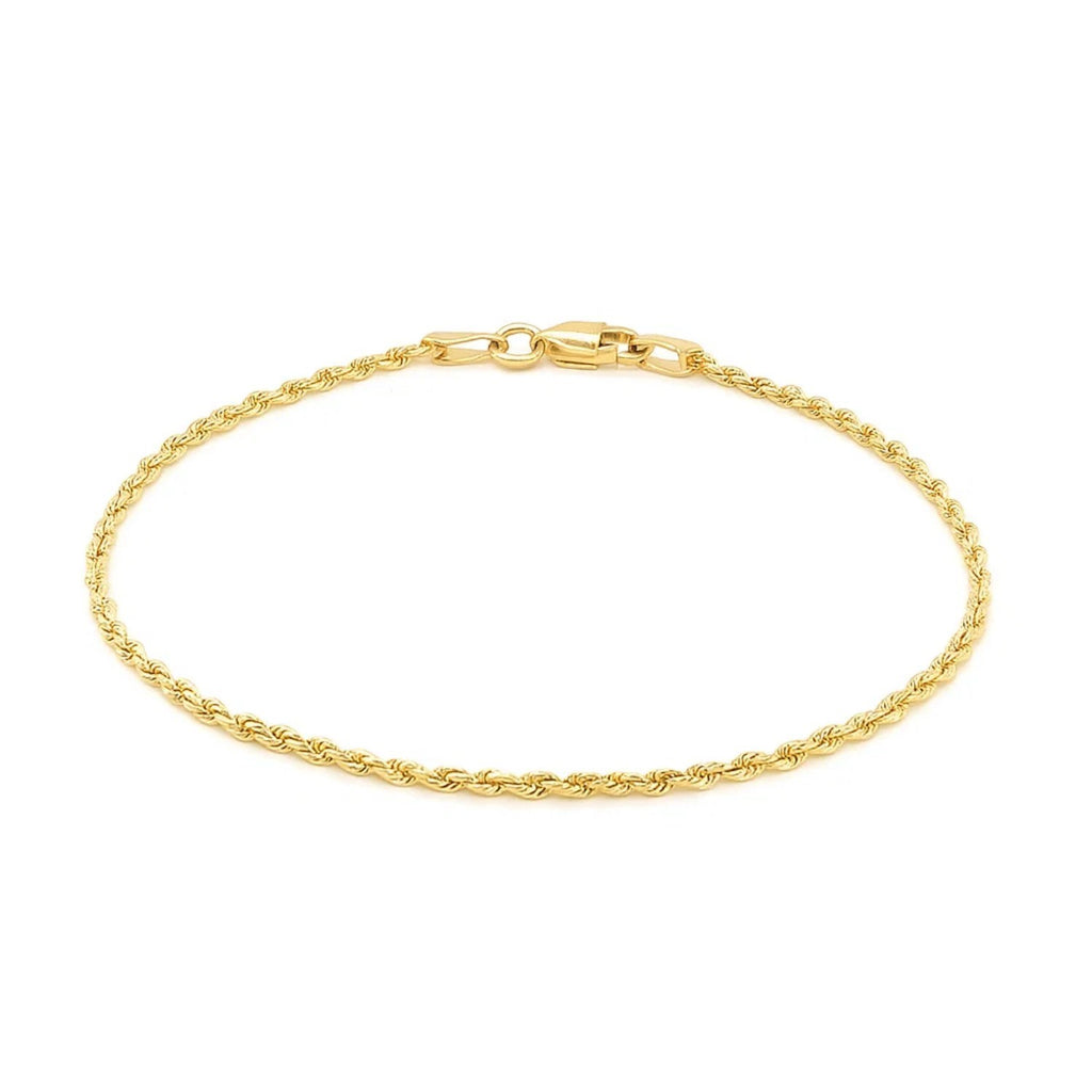 14k yellow gold diamond cut rope bracelet featuring modern chain link design, elegant and timeless luxury accessory.