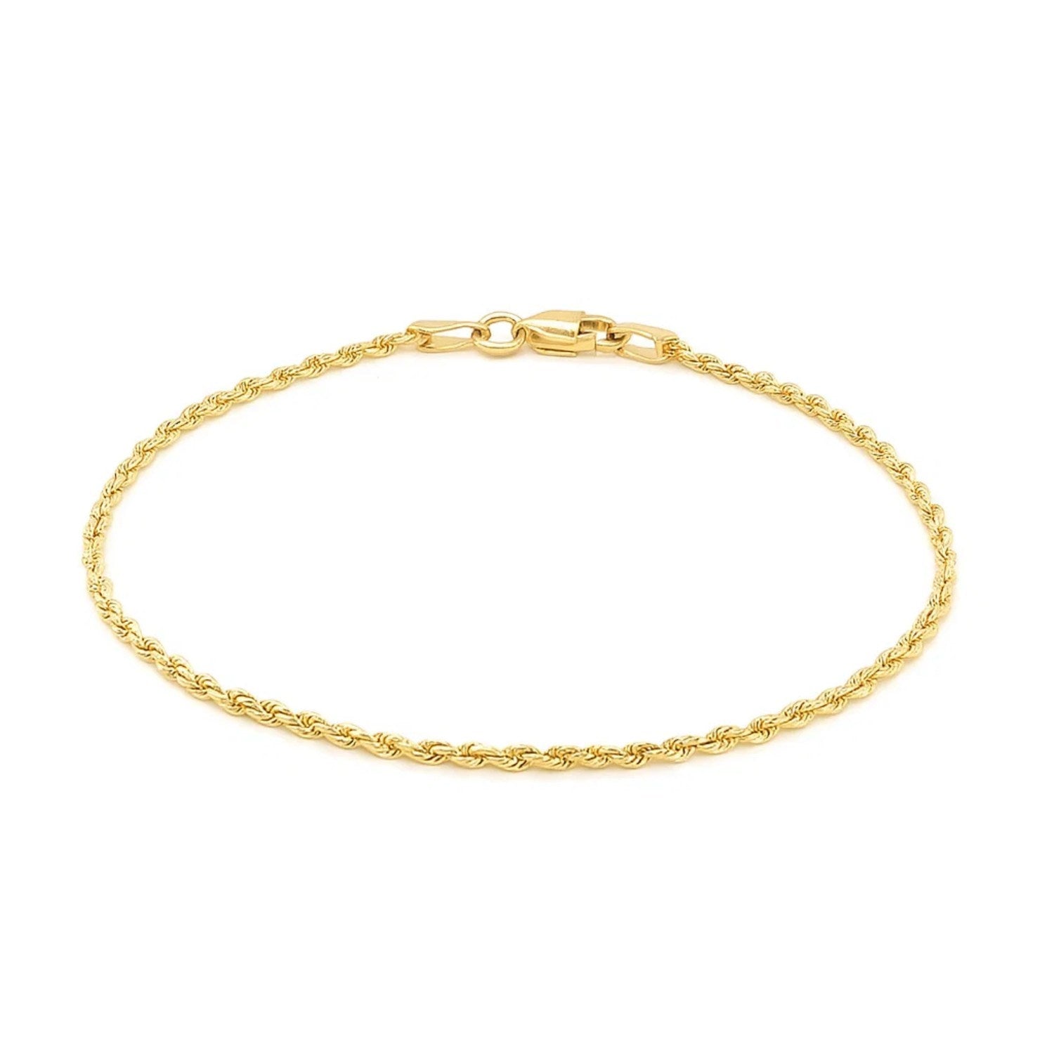 14k yellow gold diamond cut rope bracelet featuring modern chain link design, elegant and timeless luxury accessory.