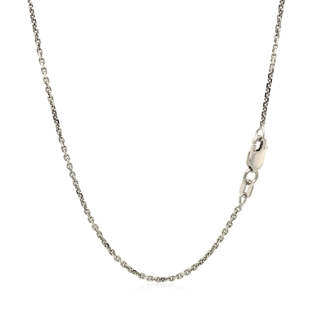 Sterling silver rhodium plated cable chain, 1.40 mm, showcasing elegant design and luxurious craftsmanship.