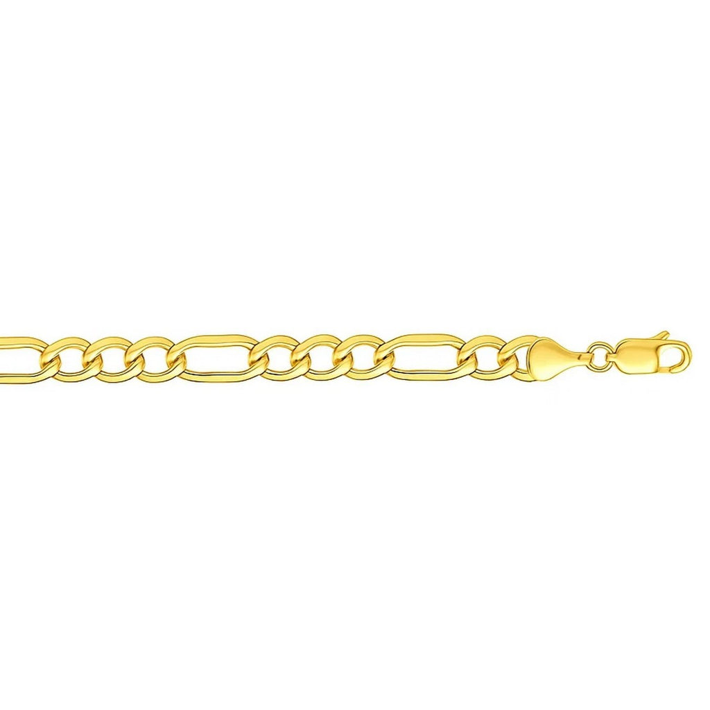 14k yellow gold Lite Figaro bracelet featuring modern chain links, showcasing elegance and luxury in every detail.