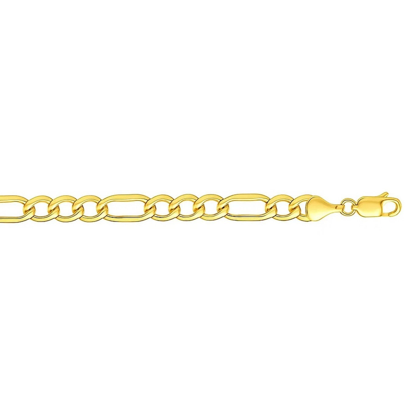 14k yellow gold Lite Figaro bracelet featuring modern chain links, showcasing elegance and luxury in every detail.