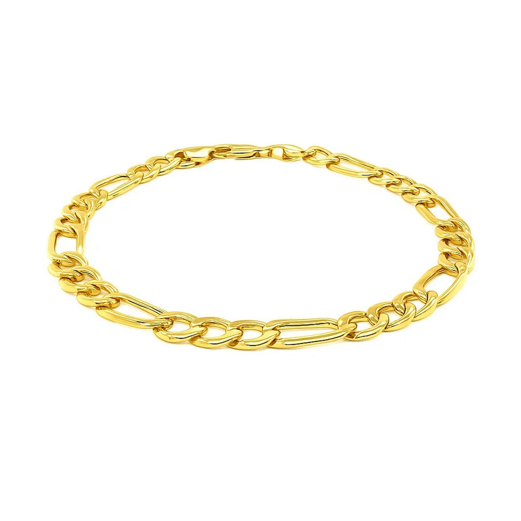 14k yellow gold Lite Figaro bracelet featuring modern link design, perfect for elegant layering or standalone wear.
