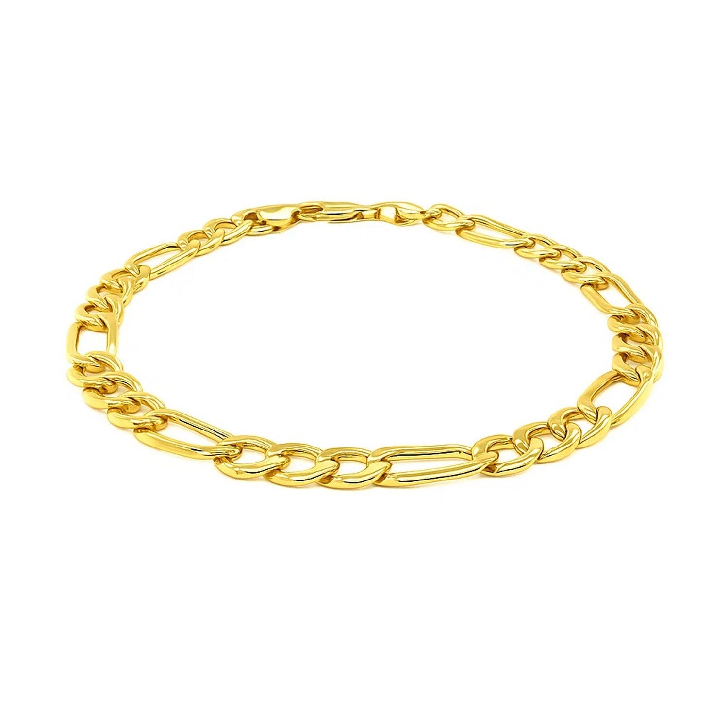 14k yellow gold Lite Figaro bracelet featuring modern link design, perfect for elegant layering or standalone wear.