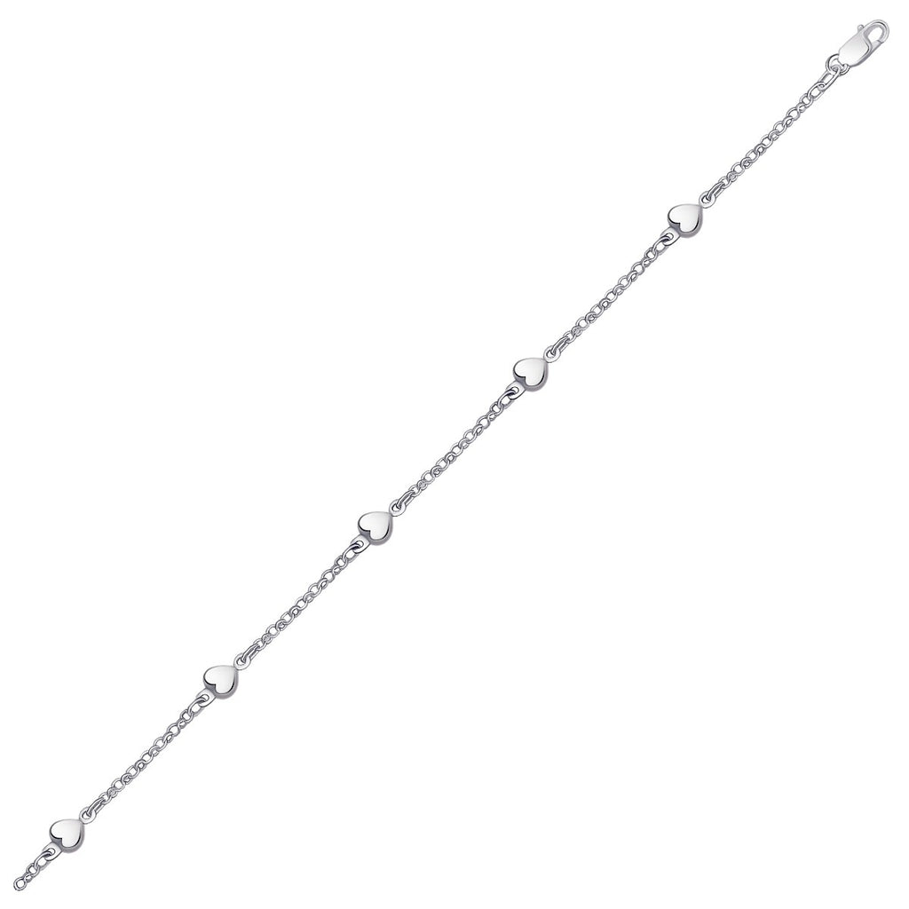 14k white gold anklet featuring a minimalist puffed heart design, perfect for elegant everyday wear.