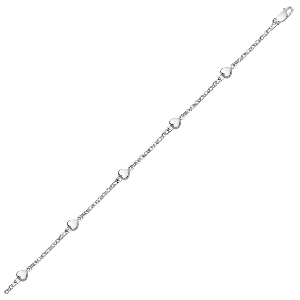 14k white gold anklet featuring a minimalist puffed heart design, perfect for elegant everyday wear.
