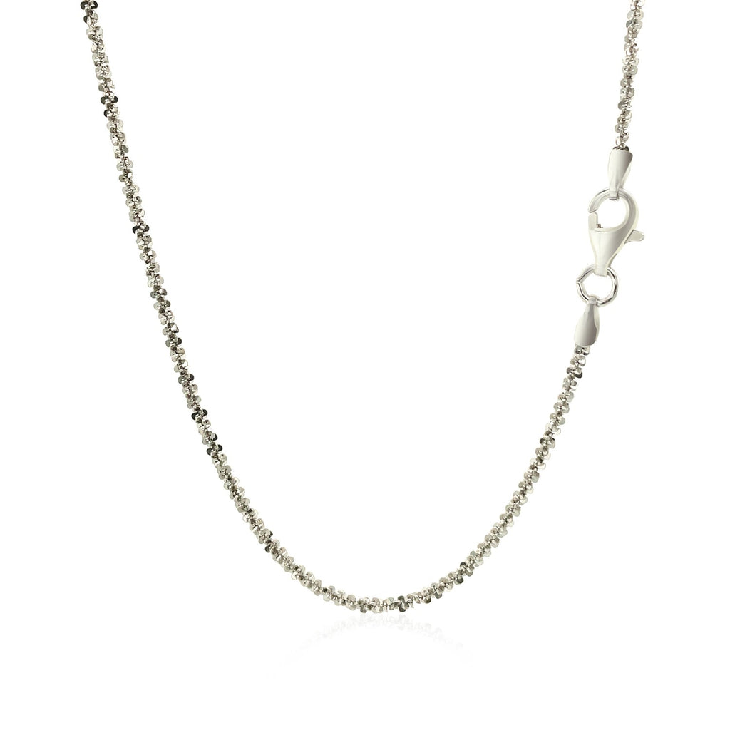 Rhodium plated sterling silver chain with elegant sparkle design, perfect for layering or standalone wear.