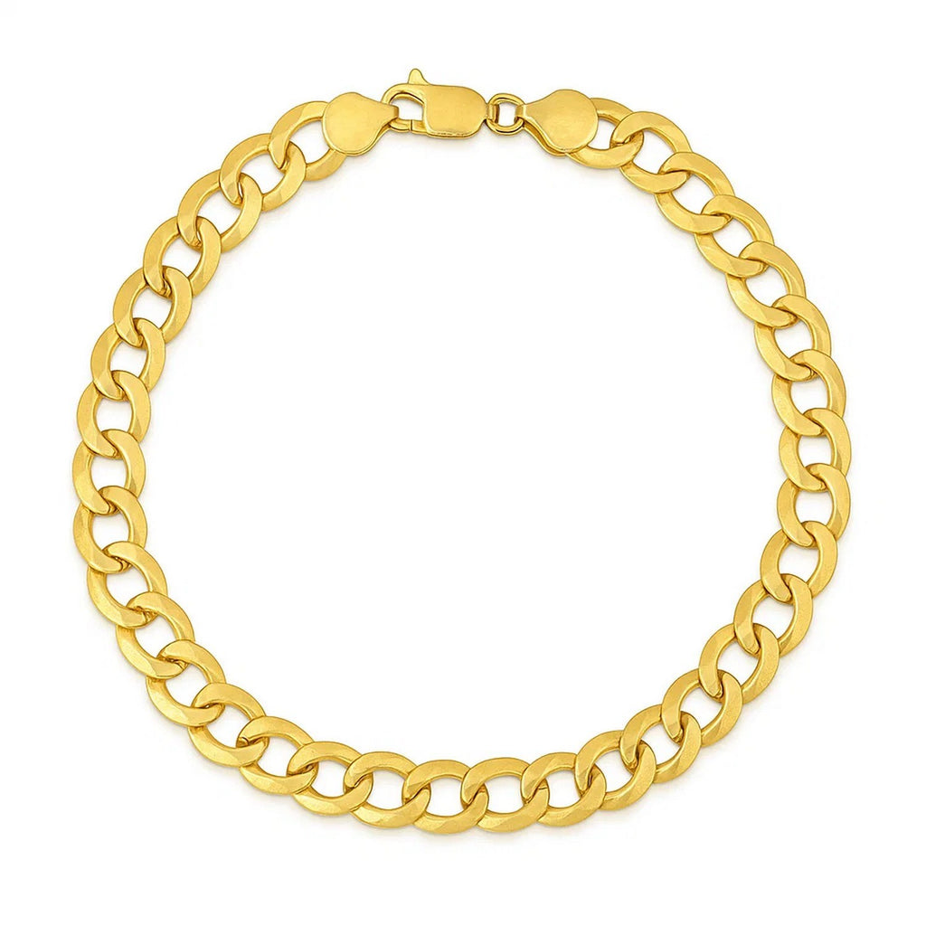 14k yellow gold solid curb bracelet, modern design with a sleek chain, perfect for luxury jewelry enthusiasts.