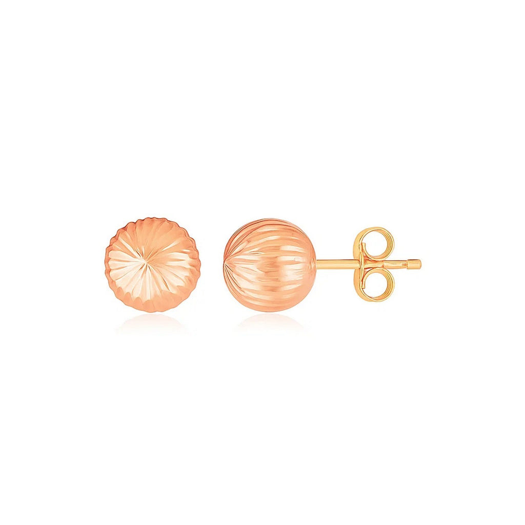 14k rose gold textured ball stud earrings featuring a modern design for elegant everyday wear.