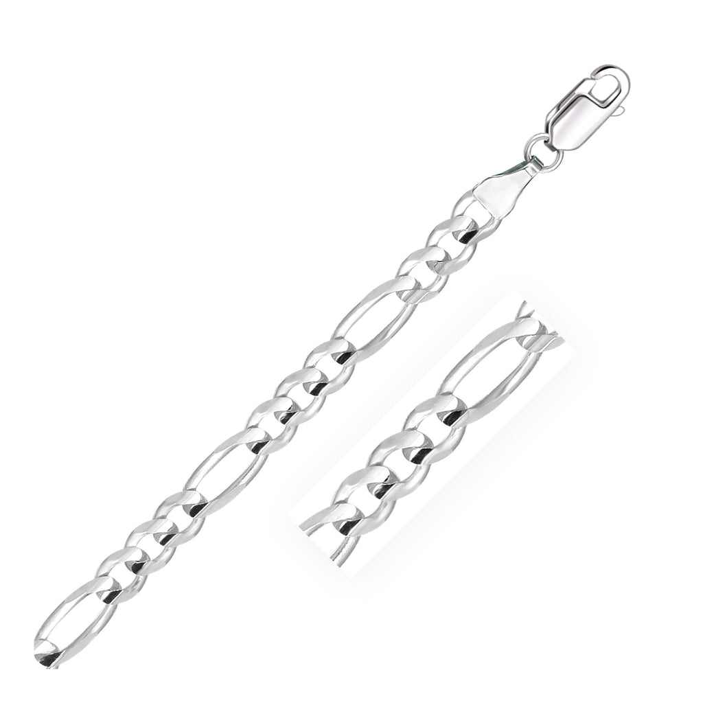Elegant 14k white gold solid Figaro bracelet featuring a sleek chain design, perfect for luxurious everyday wear.