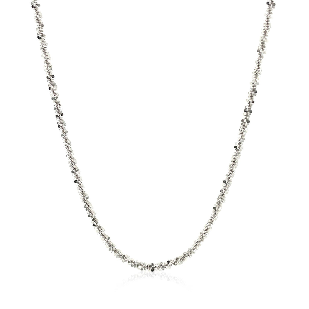 Rhodium plated sterling silver 2.2mm sparkle style chain, elegantly designed for timeless luxury and versatility.