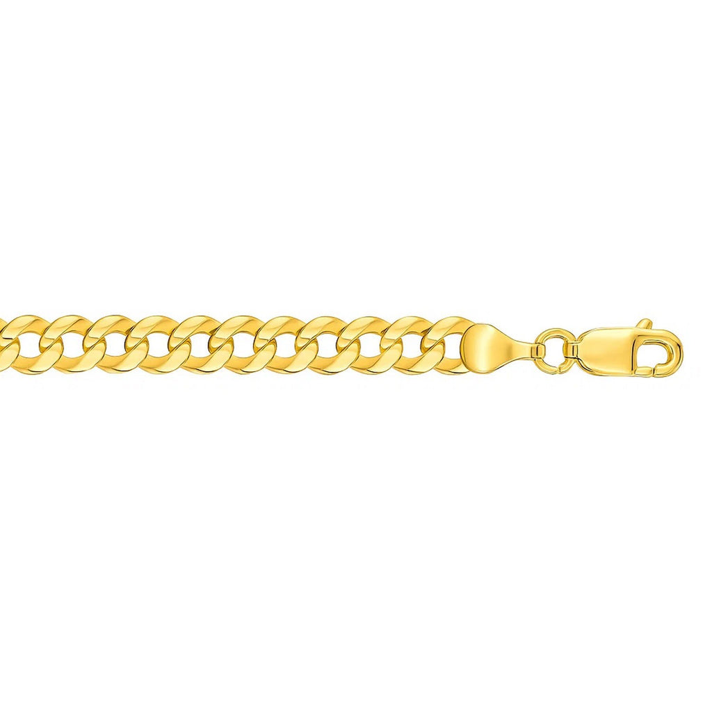 14k yellow gold solid curb bracelet with modern link design, showcasing elegance and luxury in every detail.