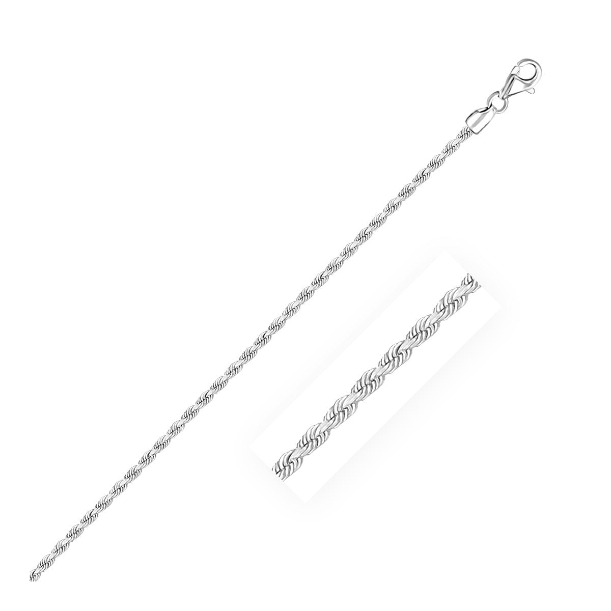14k white gold diamond cut rope bracelet featuring elegant chain links, perfect for sophisticated styling.