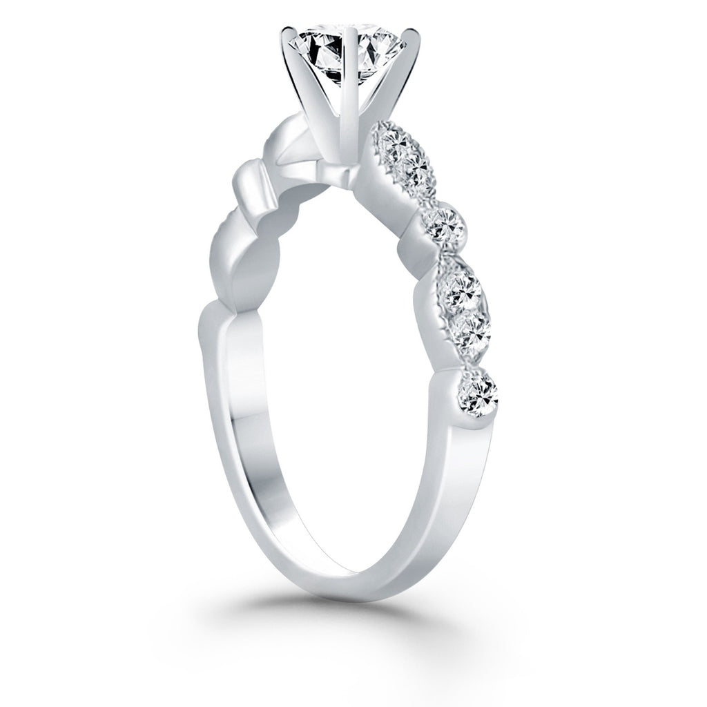 14k white gold fancy shaped diamond engagement ring with elegant prong setting and modern design, showcasing exquisite bri...
