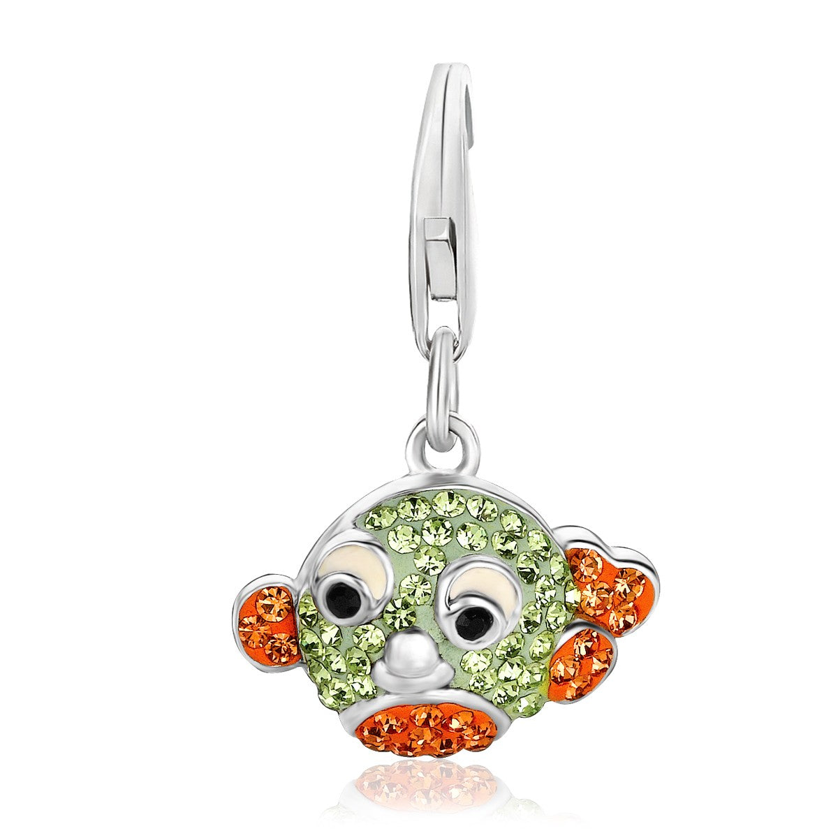 Sterling Silver Goldfish Charms Adorned with Multi-Color Crystal Stones