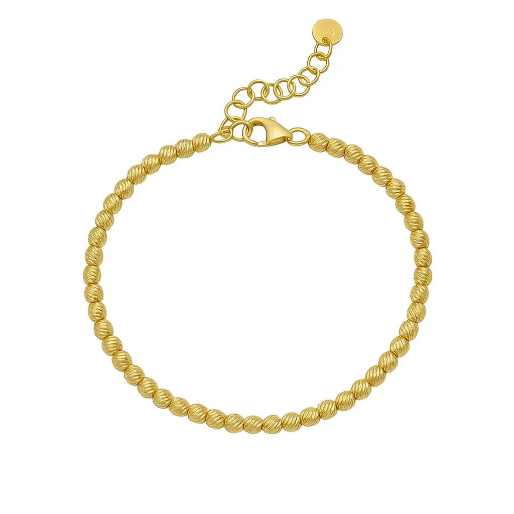 Elegant 14k yellow gold bead bracelet featuring 3.00 mm beads, perfect for layering or standalone sophistication.
