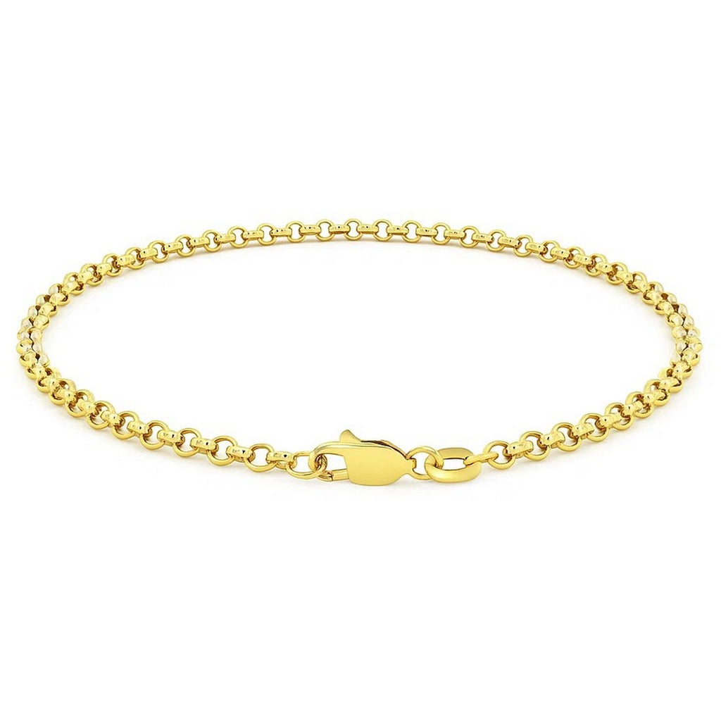 14k yellow gold rolo bracelet featuring modern chain links, showcasing elegance and timeless luxury.