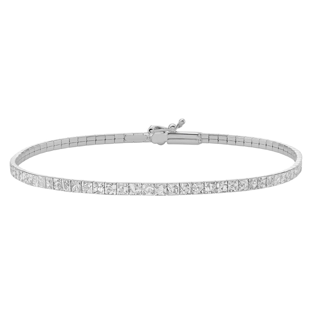 14K white gold mini glacier bracelet featuring elegant diamond accents and a refined, luxurious design.