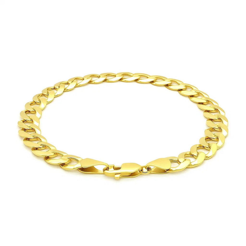 Elegant 14k yellow gold solid curb bracelet featuring a refined chain design, perfect for luxurious everyday wear.