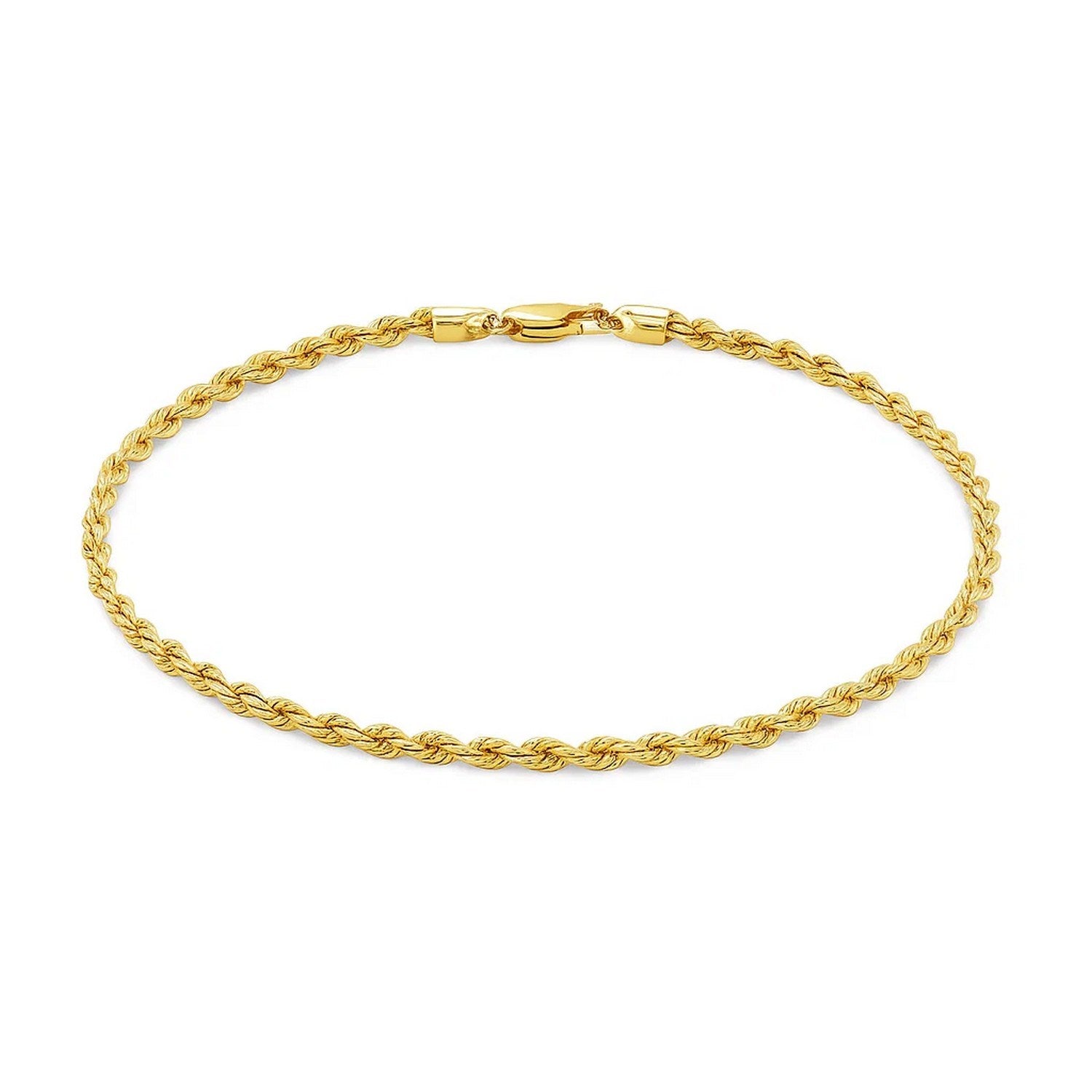 14k yellow gold diamond cut rope bracelet, minimalist design, luxurious 3.00 mm width, perfect for elegant occasions.