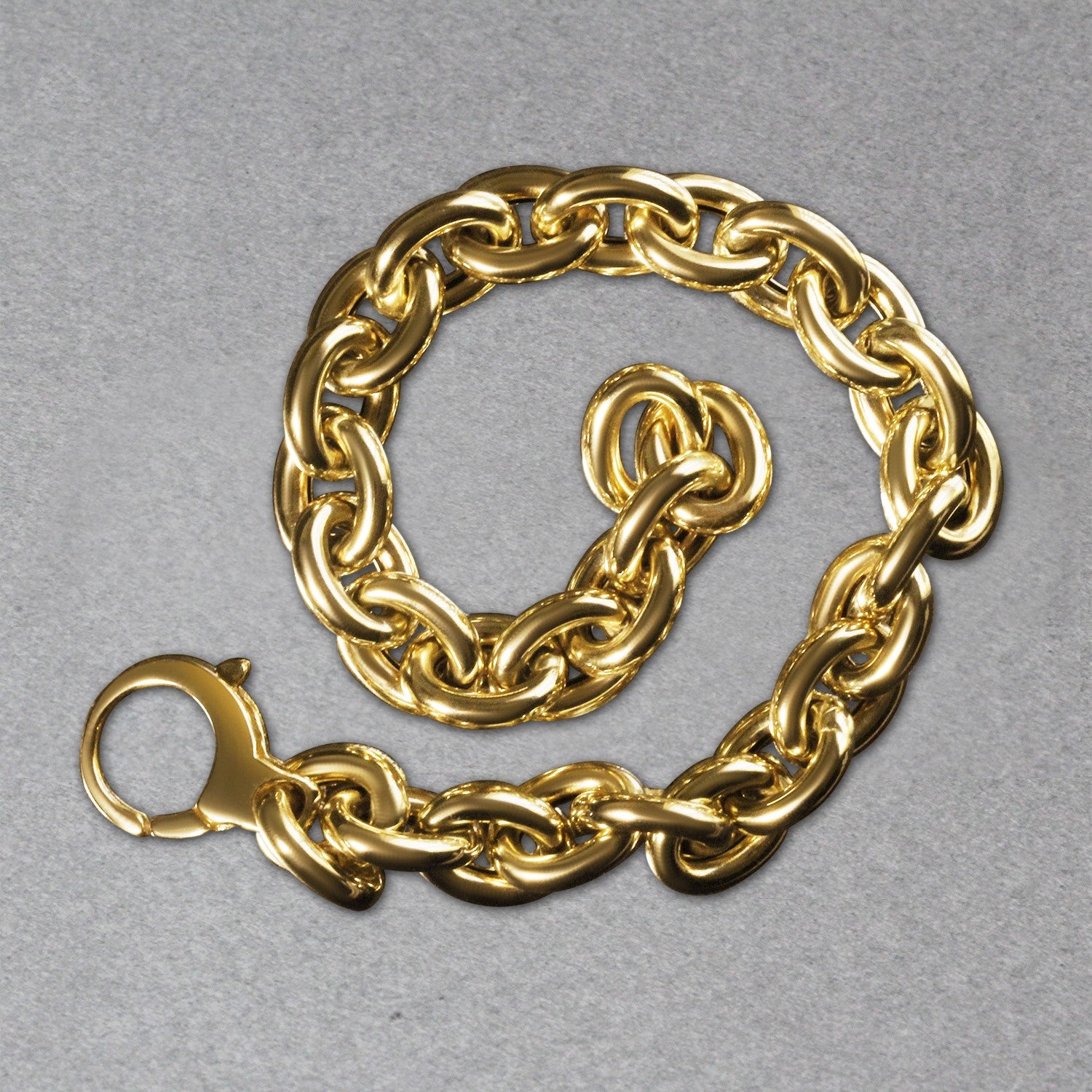 14k yellow gold polished cable link necklace showcasing a classic design with elegant, interlocking links.