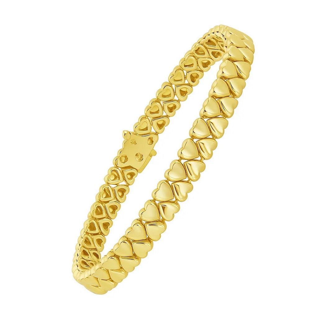 14k yellow gold modern sweetheart link bracelet with elegant 7.00 mm design, perfect for luxury jewelry lovers.