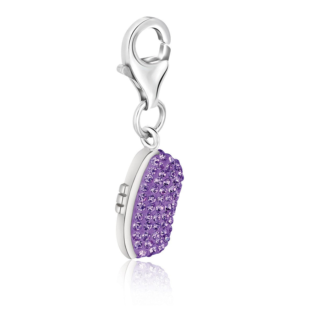 Sterling Silver Charms: Handbag Charm with Lavender Tone Crystal Embellishments