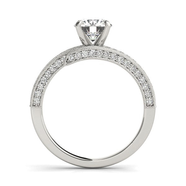 14k white gold vintage bypass engagement ring featuring round diamonds in a stunning prong setting, 1 1/2 cttw.
