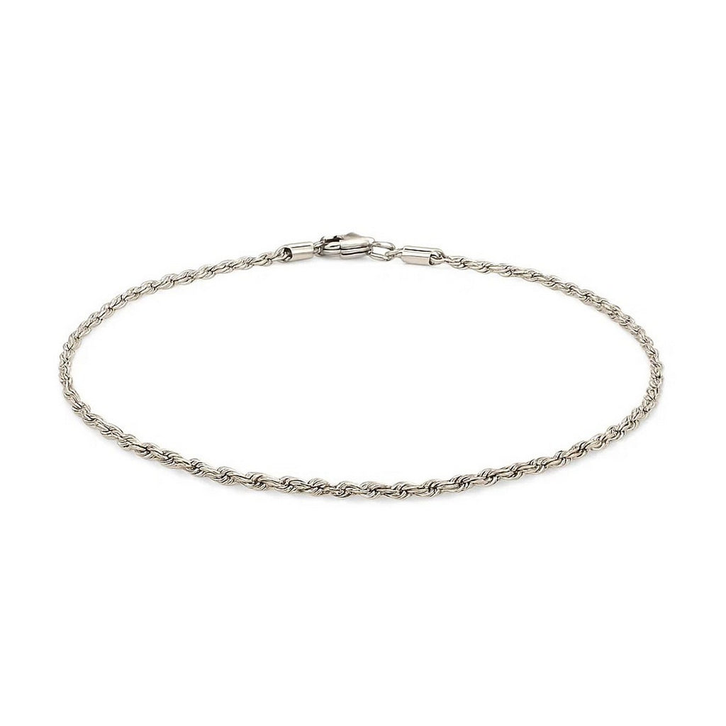 14k white gold solid diamond cut rope bracelet, modern luxury design with exquisite craftsmanship and shimmering finish.