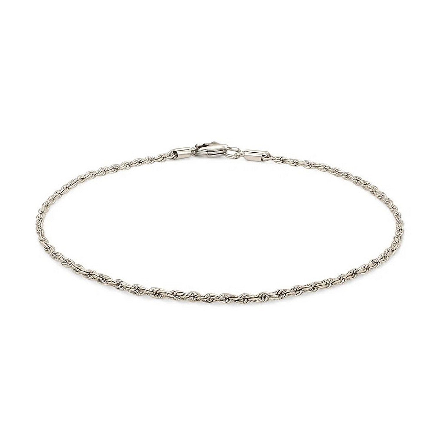 14k white gold solid diamond cut rope bracelet, modern luxury design with exquisite craftsmanship and shimmering finish.
