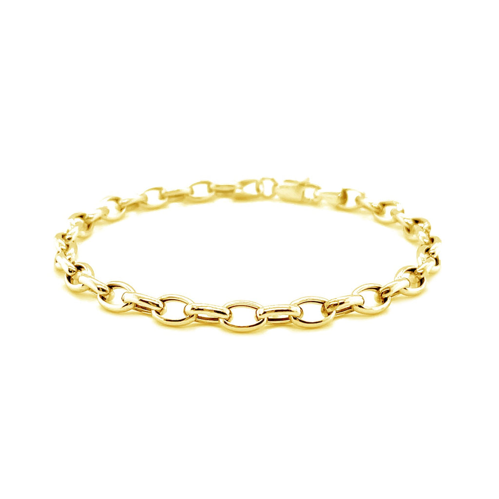 14k yellow gold oval rolo bracelet featuring modern link design, perfect for elegant layering or standalone wear.