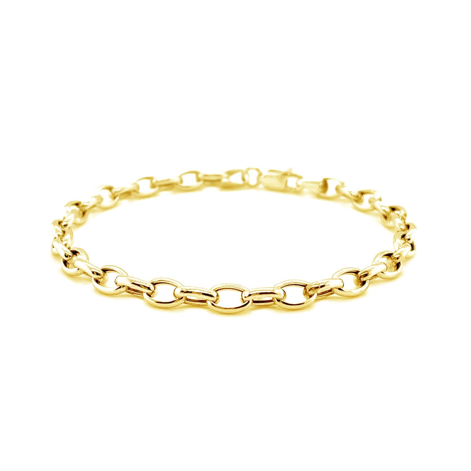 14k yellow gold oval rolo bracelet featuring modern link design, perfect for elegant layering or standalone wear.