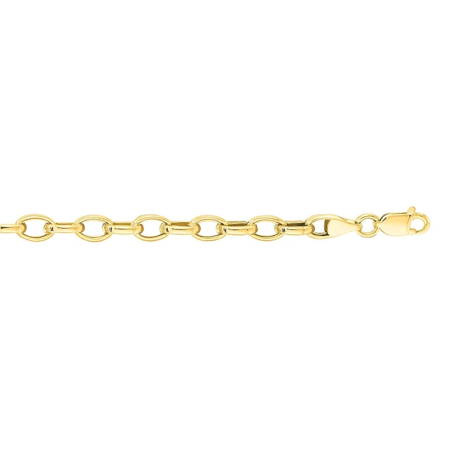 14k yellow gold oval rolo bracelet with modern link design, showcasing elegance and luxury craftsmanship.