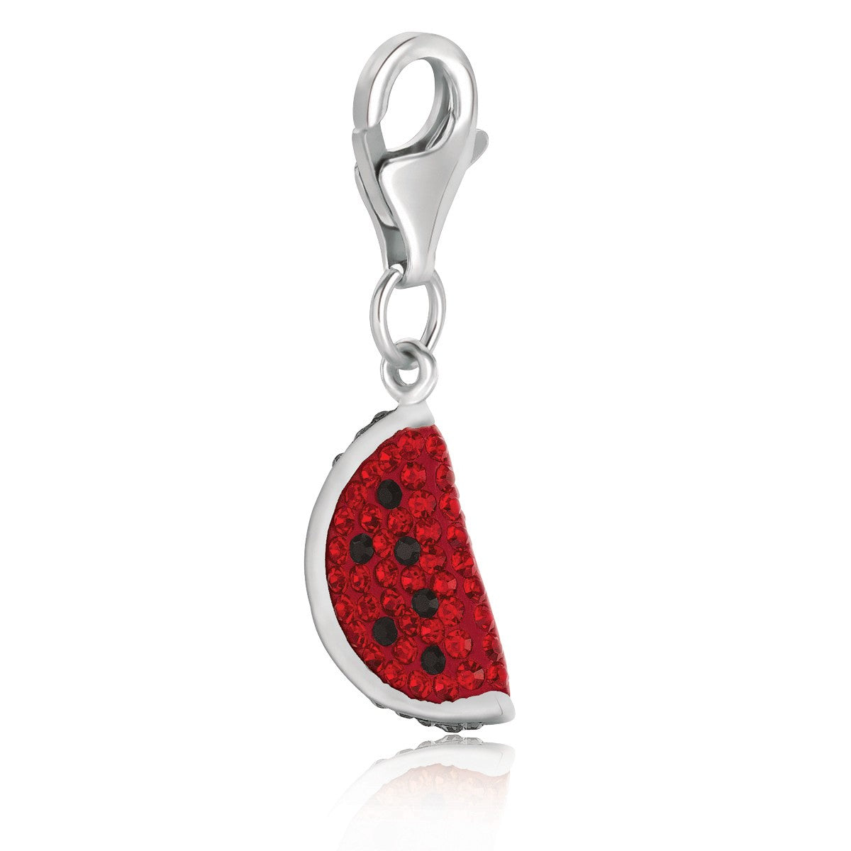 Sterling Silver Watermelon Charms with Crystal Accents