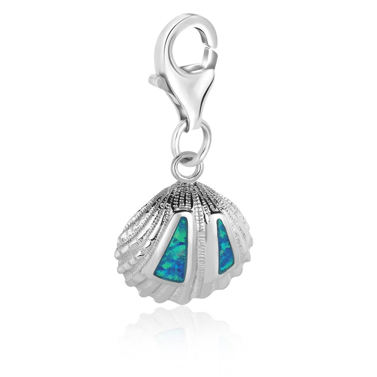 Sterling Silver Charms with Opal Embellished Shell Design