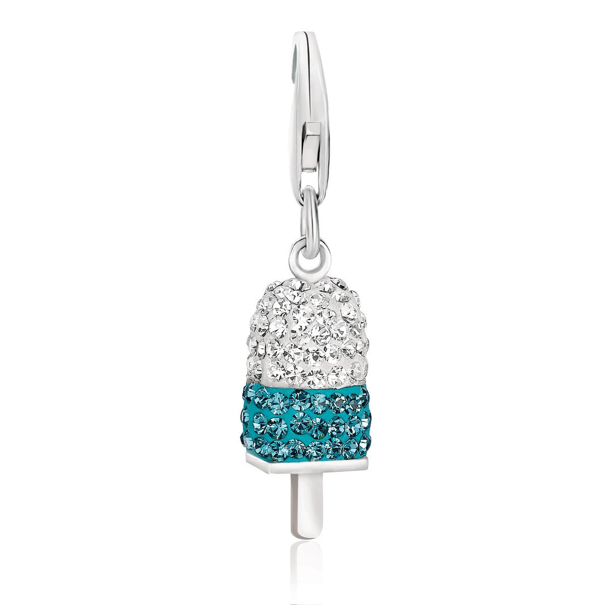 Sterling Silver Ice-Pop Style Charms with Blue and White Crystal Accents
