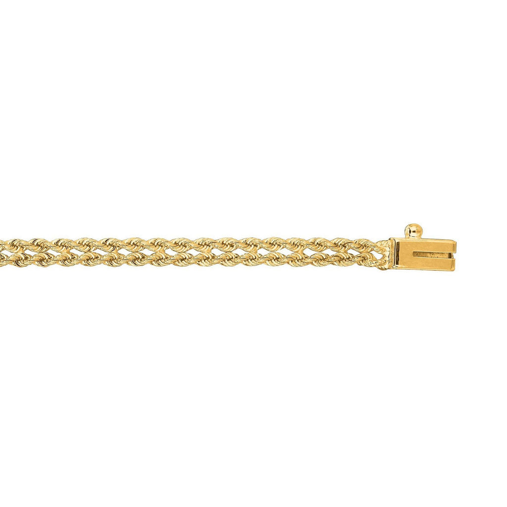 14k yellow gold two-row rope bracelet featuring a modern design with elegant chain details.